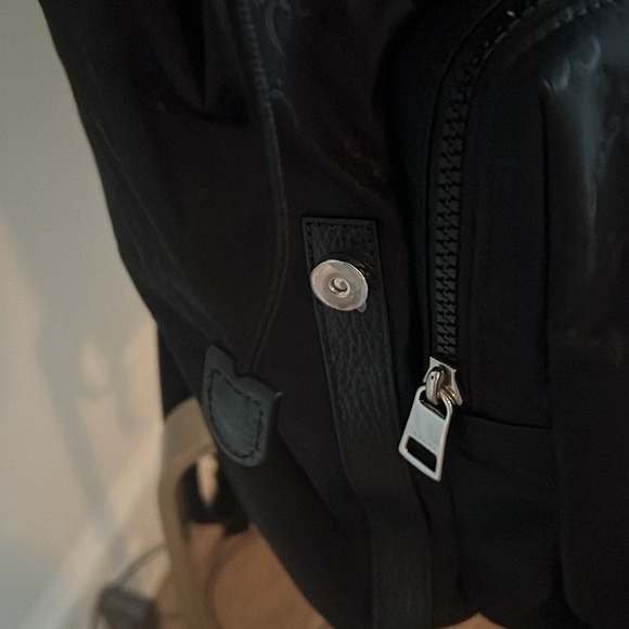 Gucci Authentic Blk GG Monogram Nylon Drawstring Backpack Leather Trim 510336 - Picture 4 of 16